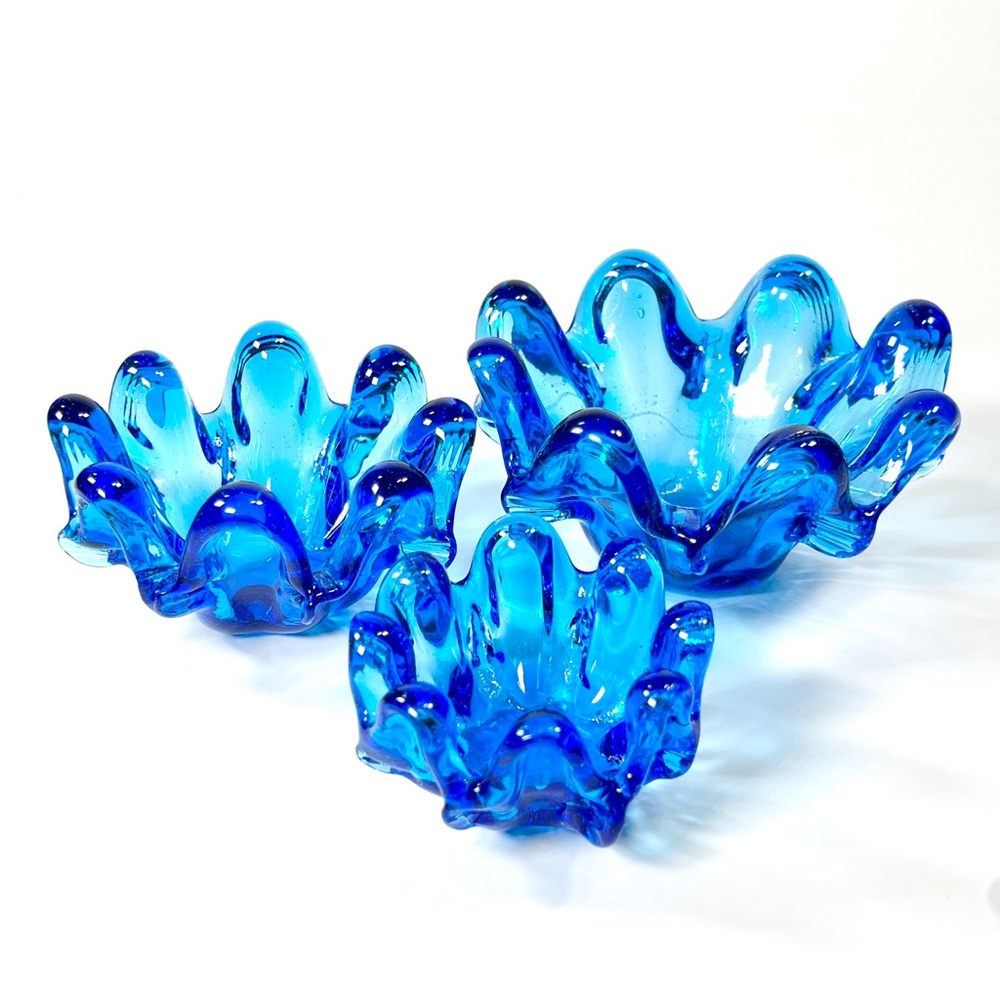 Murano Blue Glass Stacking Bowls